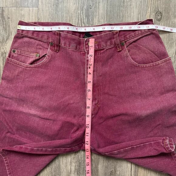 Vintage Mickey Unlimited Maroon Jean Shorts Cowboy Goofy Size 32 - Picture 6 of 7